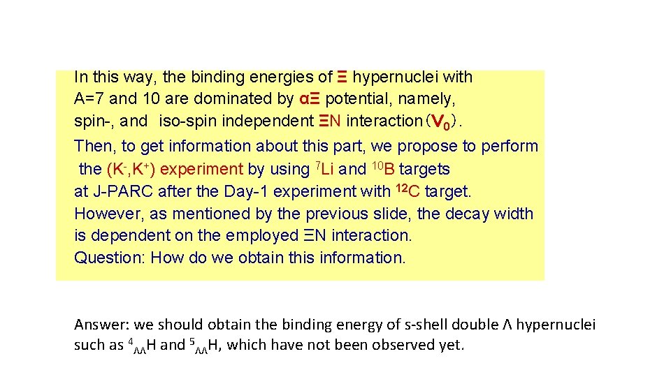 In this way, the binding energies of Ξ hypernuclei with A=7 and 10 are