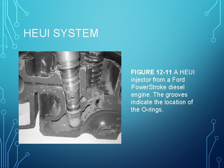 HEUI SYSTEM FIGURE 12 -11 A HEUI injector from a Ford Power. Stroke diesel