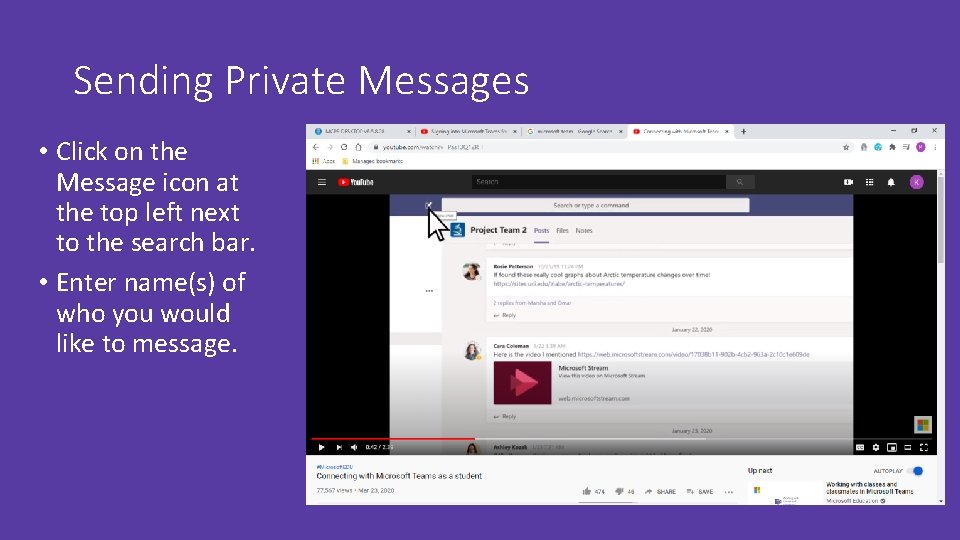 Sending Private Messages • Click on the Message icon at the top left next Sending Private Messages • Click on the Message icon at the top left next