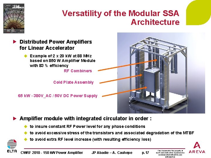 Versatility of the Modular SSA Architecture Distributed Power Amplifiers for Linear Accelerator u Example