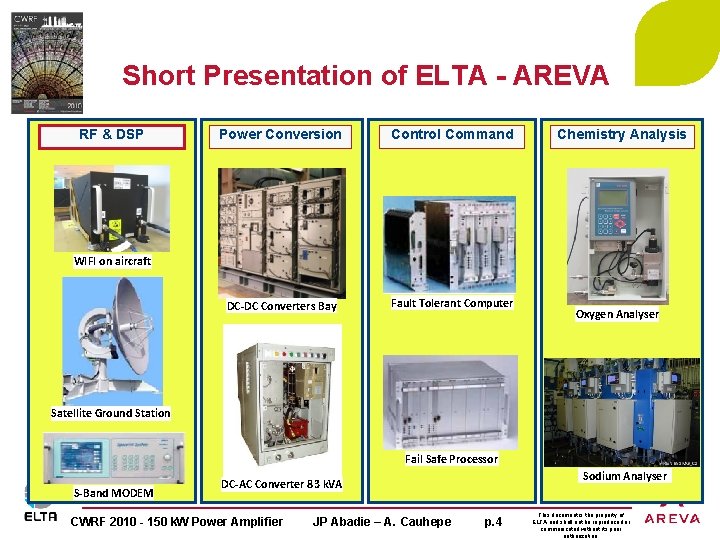 Short Presentation of ELTA - AREVA RF & DSP Power Conversion Control Command DC-DC