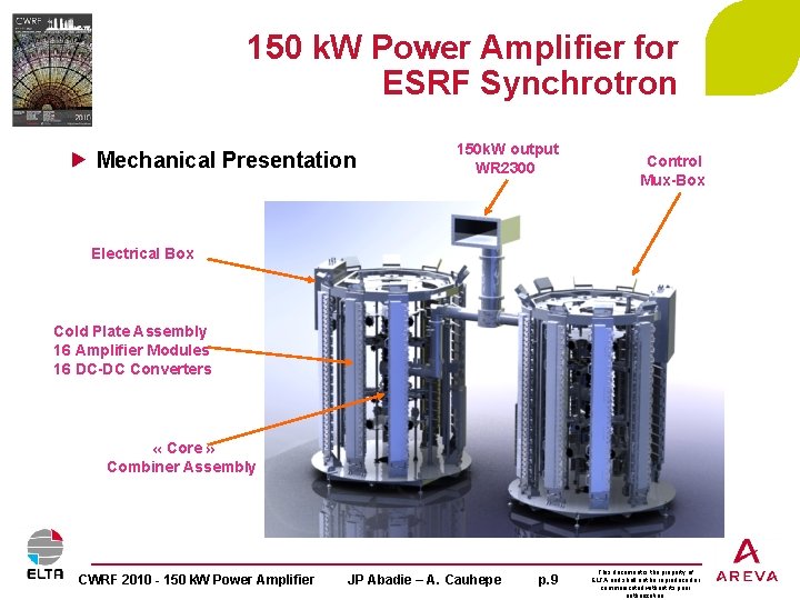 150 k. W Power Amplifier for ESRF Synchrotron Mechanical Presentation 150 k. W output