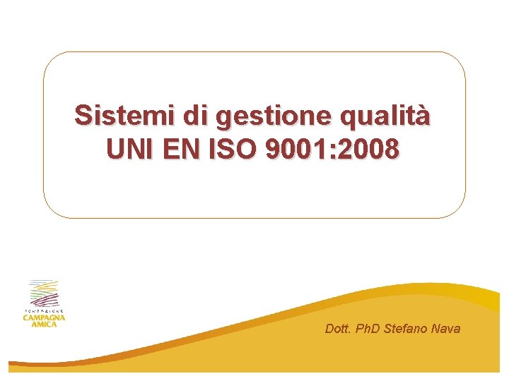 Sistemi di gestione qualità UNI EN ISO 9001: 2008 Dott. Ph. D Stefano Nava