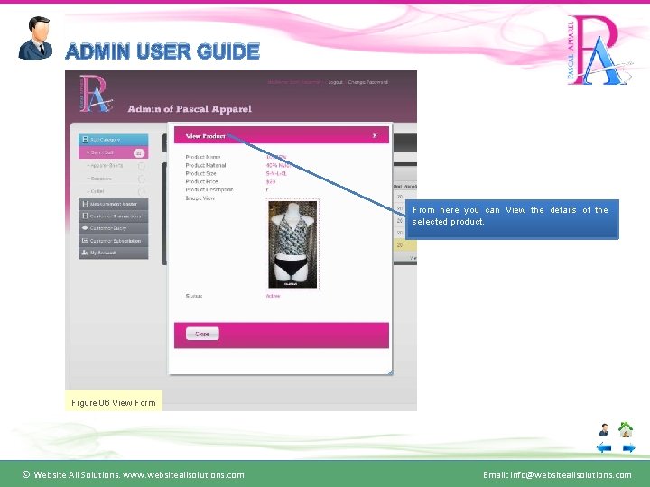 ADMIN USER GUIDE From here you can View the details of the selected product.