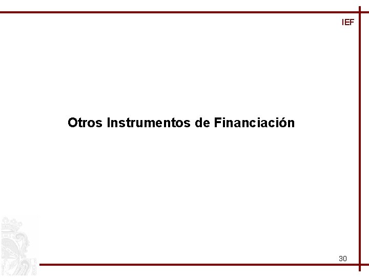 IEF Otros Instrumentos de Financiación 30 