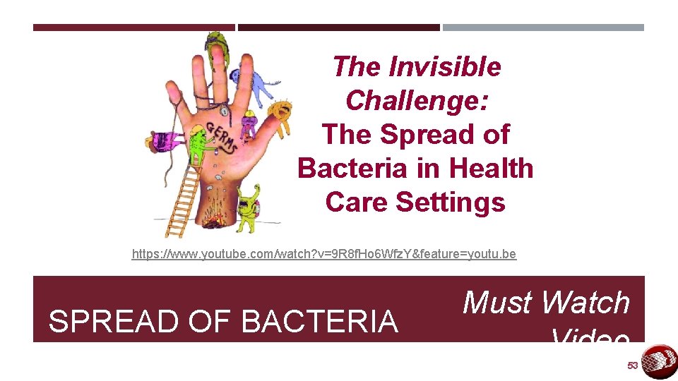 The Invisible Challenge: The Spread of Bacteria in Health Care Settings https: //www. youtube.