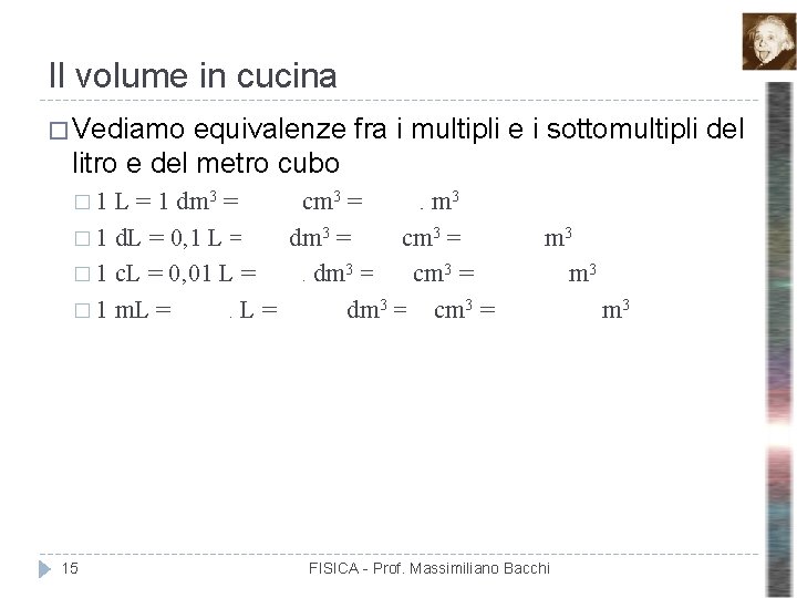 Il volume in cucina � Vediamo equivalenze fra i multipli e i sottomultipli del