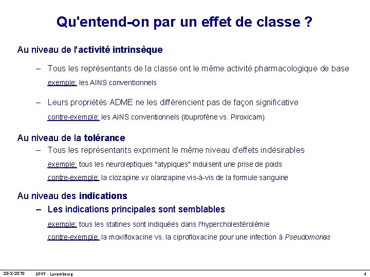 Qu'entend-on par un effet de classe ? Au niveau de l'activité intrinsèque – Tous