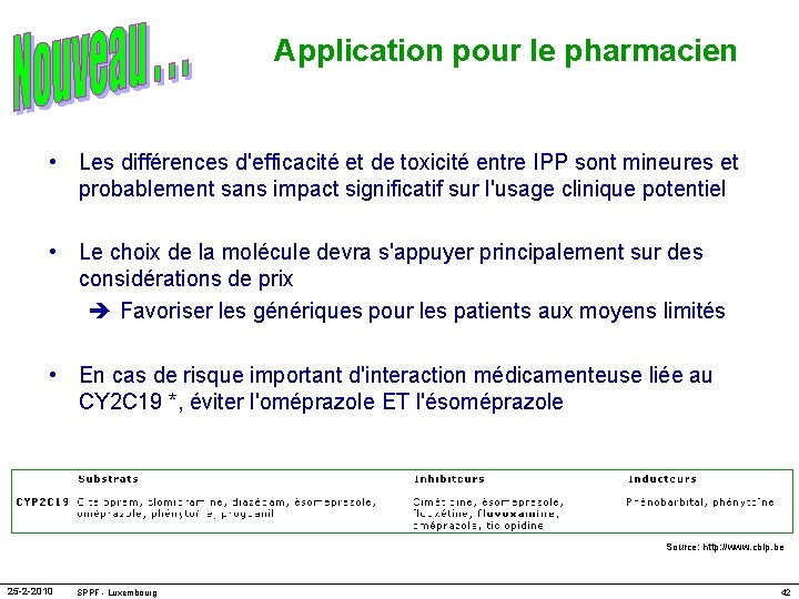 Application pour le pharmacien • Les différences d'efficacité et de toxicité entre IPP sont