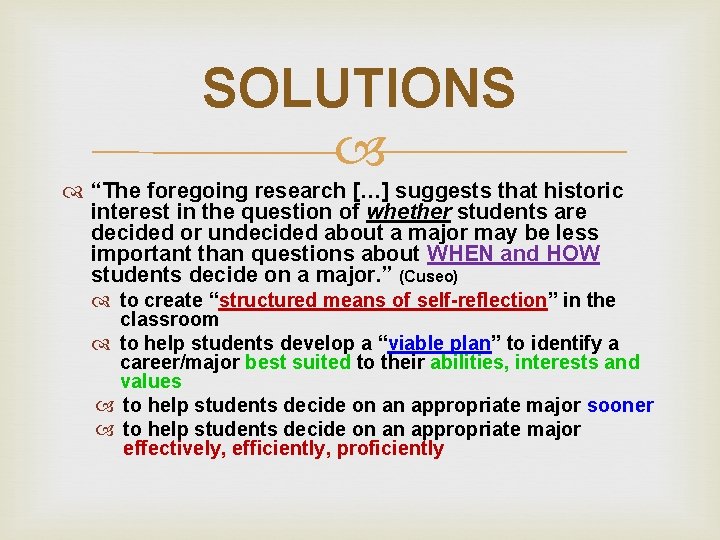 SOLUTIONS “The foregoing research […] suggests that historic interest in the question of whether