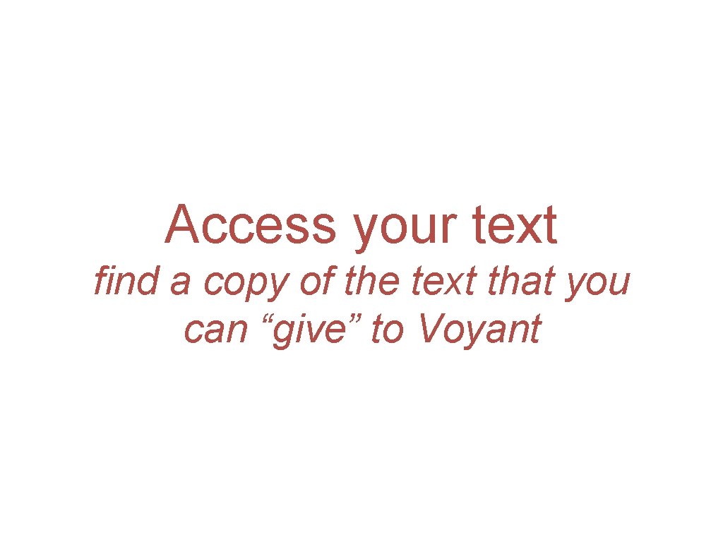 Access your text find a copy of the text that you can “give” to