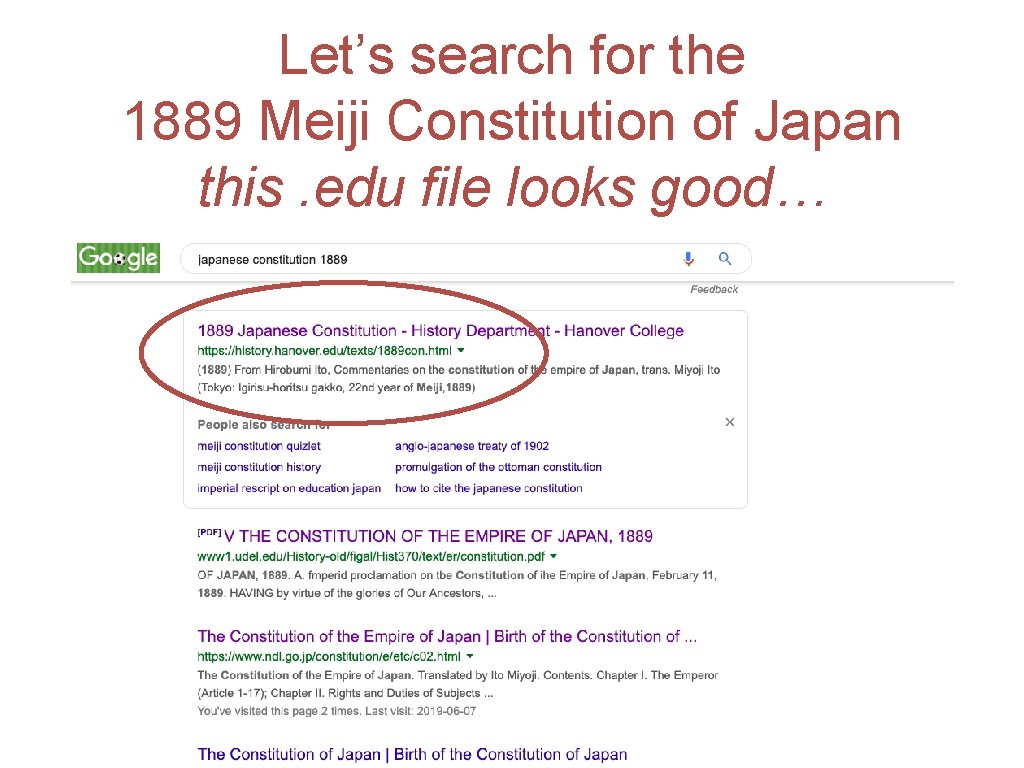 Let’s search for the 1889 Meiji Constitution of Japan this. edu file looks good…
