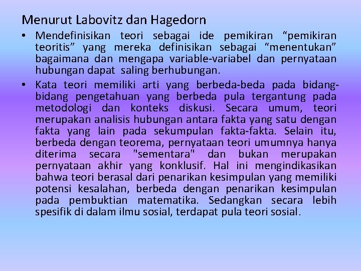 Definisi teori hipotesis model konstruk hukum dan prinsip