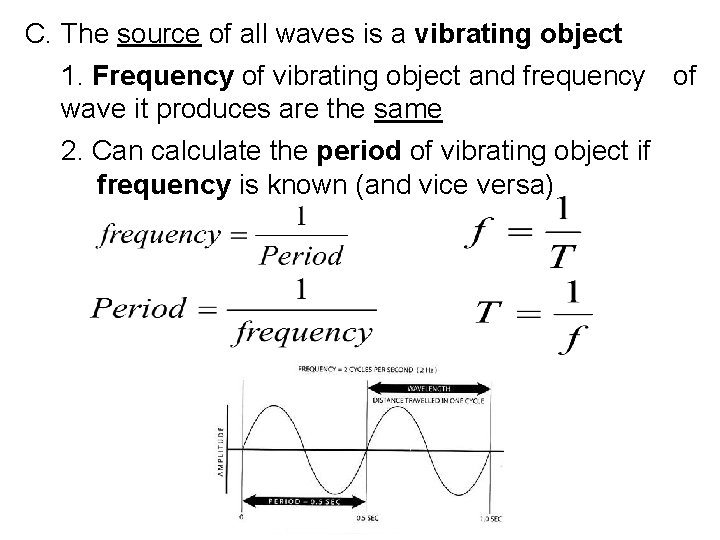 C. The source of all waves is a vibrating object 1. Frequency of vibrating