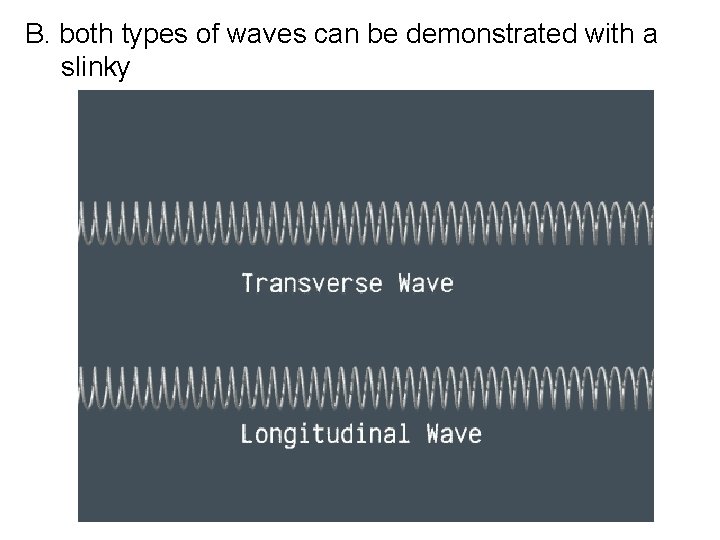 B. both types of waves can be demonstrated with a slinky 
