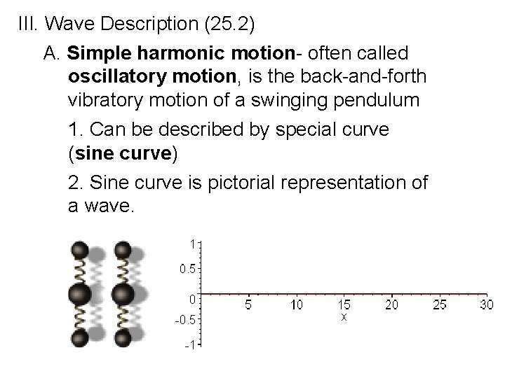 III. Wave Description (25. 2) A. Simple harmonic motion- often called oscillatory motion, is