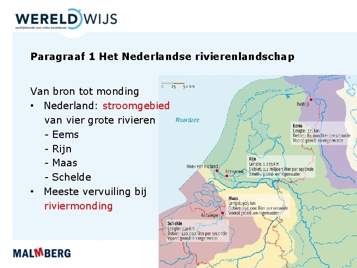 Paragraaf 1 Het Nederlandse rivierenlandschap Van bron tot monding • Nederland: stroomgebied van vier