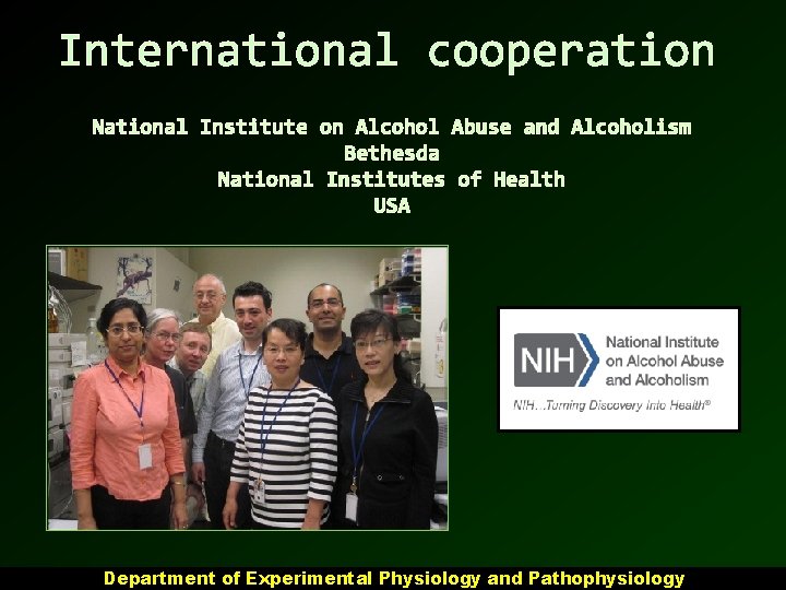 International cooperation National Institute on Alcohol Abuse and Alcoholism Bethesda National Institutes of Health