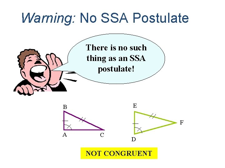 Warning: No SSA Postulate There is no such thing as an SSA postulate! E