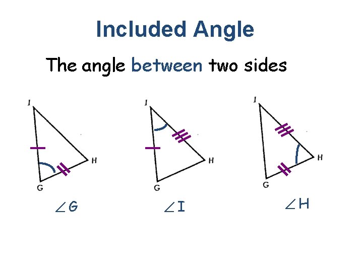 Included Angle The angle between two sides G I H 