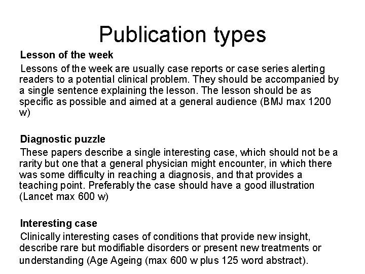 Publication types Lesson of the week Lessons of the week are usually case reports Publication types Lesson of the week Lessons of the week are usually case reports