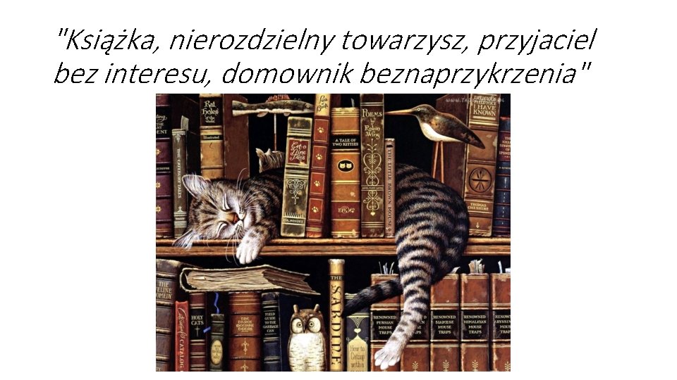 "Książka, nierozdzielny towarzysz, przyjaciel bez interesu, domownik bez naprzykrzenia" 