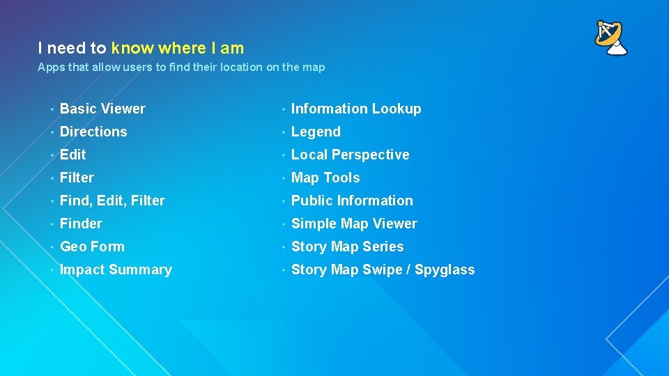 I need to know where I am Apps that allow users to find their