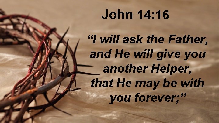 John 14: 16 “I will ask the Father, and He will give you another