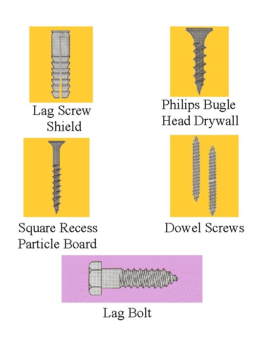 Philips Bugle Head Drywall Lag Screw Shield Square Recess Particle Board Dowel Screws Lag