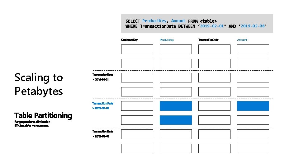 Product. Key Amount 2019 -02 -01 Product. Key Scaling to Petabytes Transaction. Date >