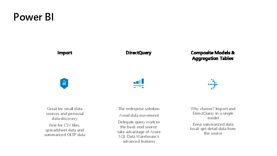 Power BI Import Direct. Query Composite Models & Aggregation Tables Great for small data