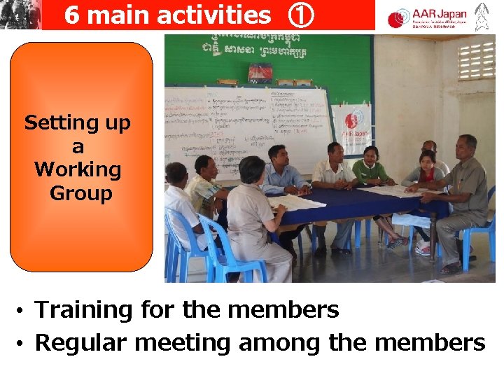 6 main activities ① Setting up a Working Group • Training for the members • 6 main activities ① Setting up a Working Group • Training for the members •