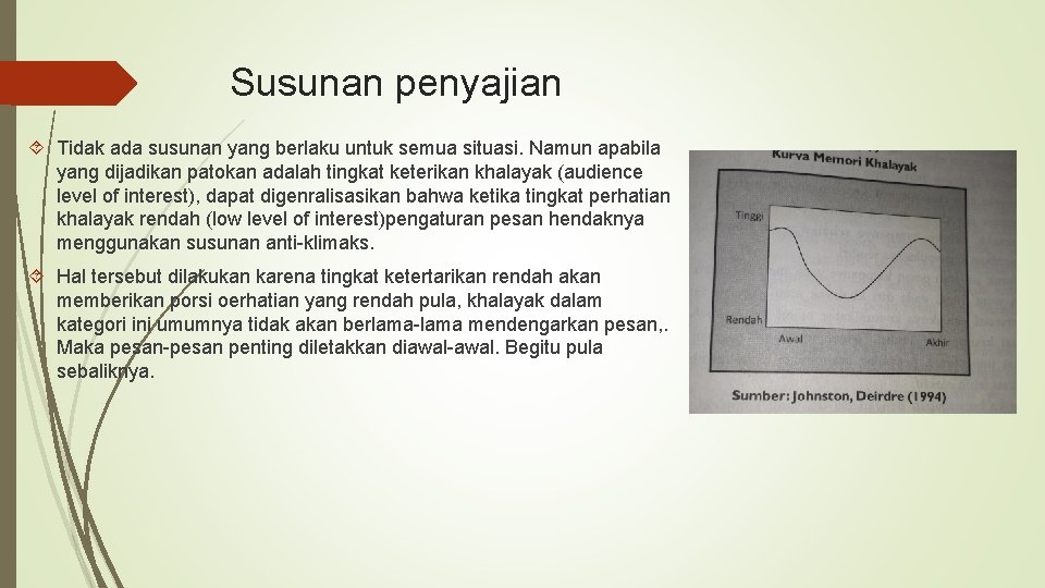 Susunan penyajian Tidak ada susunan yang berlaku untuk semua situasi. Namun apabila yang dijadikan Susunan penyajian Tidak ada susunan yang berlaku untuk semua situasi. Namun apabila yang dijadikan