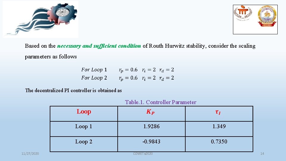 Based on the necessary and sufficient condition of Routh Hurwitz stability, consider the scaling