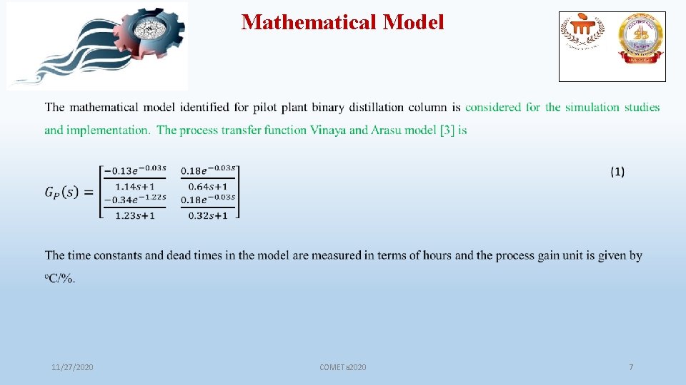 Mathematical Model 11/27/2020 COMETa 2020 7 