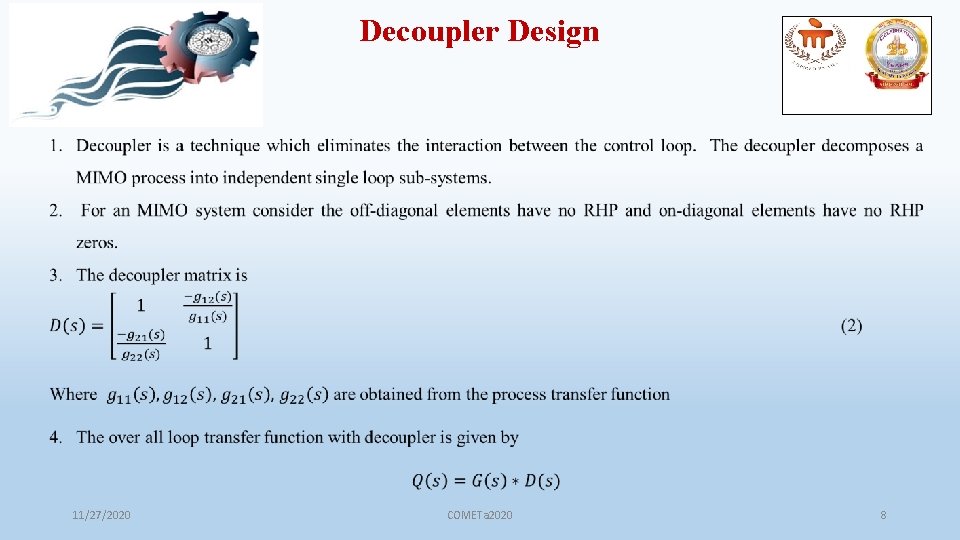 Decoupler Design 11/27/2020 COMETa 2020 8 
