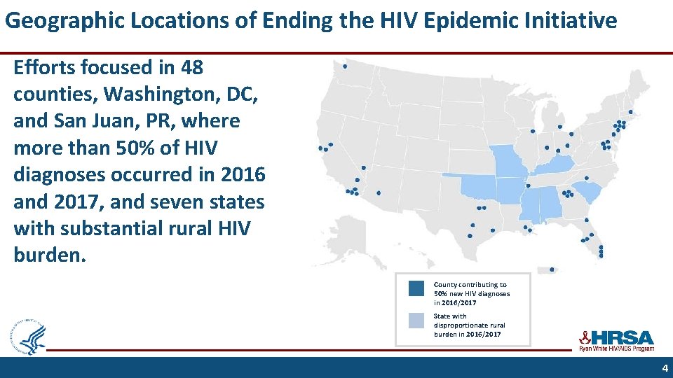 Geographic Locations of Ending the HIV Epidemic Initiative Efforts focused in 48 counties, Washington,
