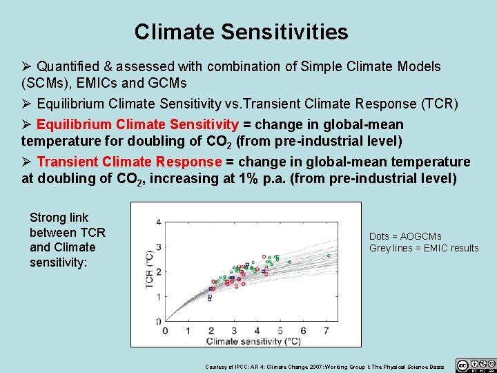 Climate Sensitivities Ø Quantified & assessed with combination of Simple Climate Models (SCMs), EMICs Climate Sensitivities Ø Quantified & assessed with combination of Simple Climate Models (SCMs), EMICs