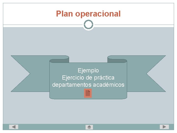 Plan operacional Ejemplo Ejercicio de práctica departamentos académicos 