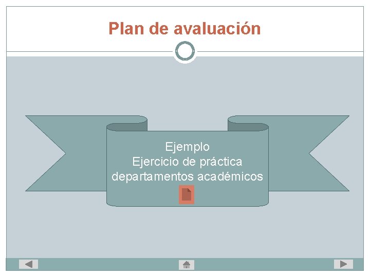 Plan de avaluación Ejemplo Ejercicio de práctica departamentos académicos 