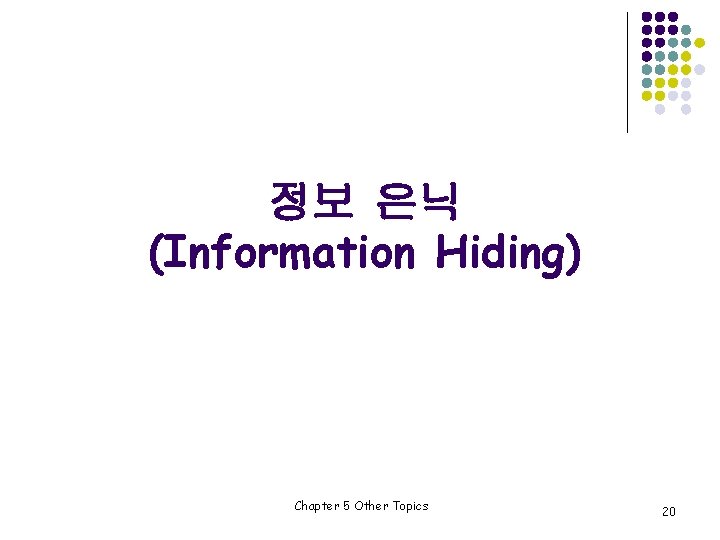 정보 은닉 (Information Hiding) Chapter 5 Other Topics 20 