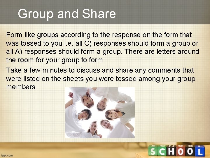 Group and Share Form like groups according to the response on the form that