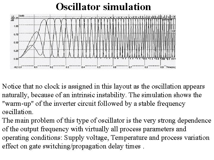 Oscillator simulation Notice that no clock is assigned in this layout as the oscillation
