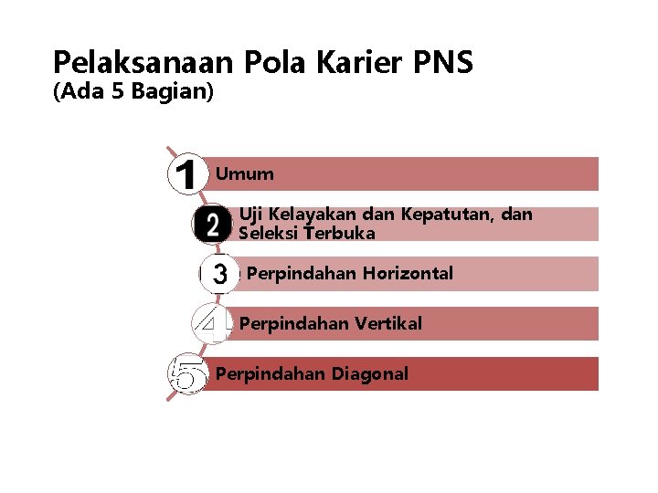 Pelaksanaan Pola Karier PNS (Ada 5 Bagian) Umum Uji Kelayakan dan Kepatutan, dan Seleksi