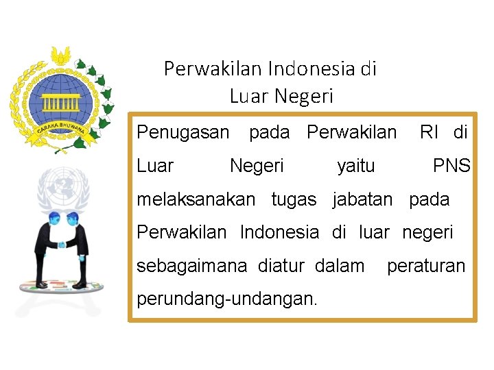 Perwakilan Indonesia di Luar Negeri Penugasan Luar pada Perwakilan Negeri yaitu RI di PNS