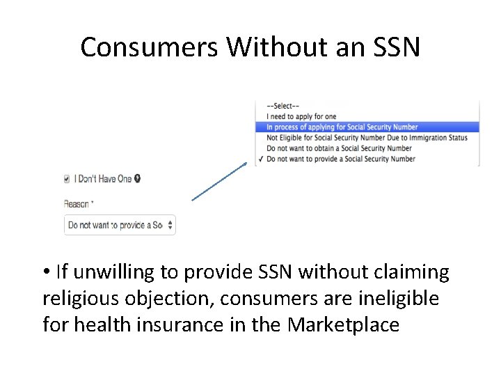 Consumers Without an SSN • If unwilling to provide SSN without claiming religious objection, Consumers Without an SSN • If unwilling to provide SSN without claiming religious objection,