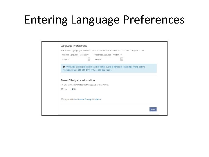 Entering Language Preferences Entering Language Preferences