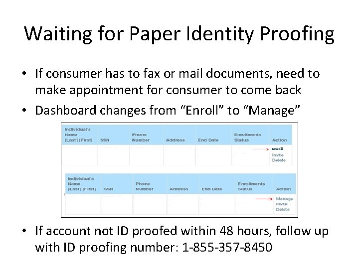 Waiting for Paper Identity Proofing • If consumer has to fax or mail documents, Waiting for Paper Identity Proofing • If consumer has to fax or mail documents,