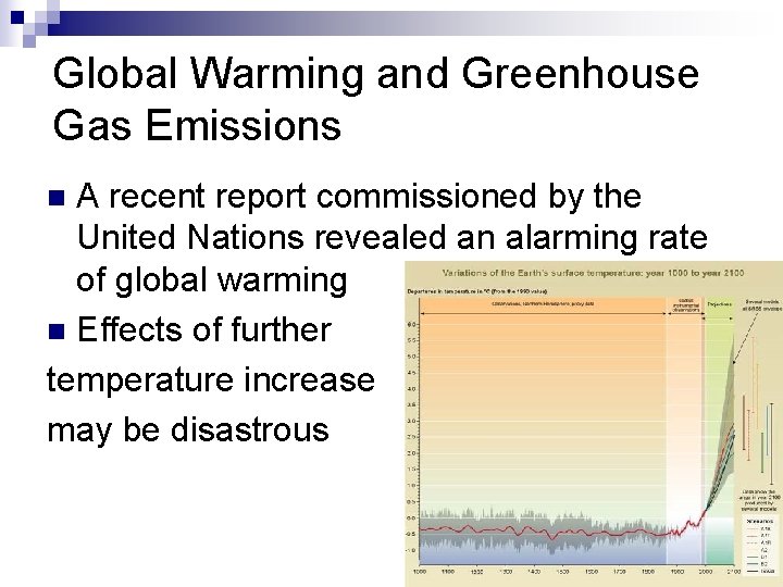 Global Warming and Greenhouse Gas Emissions A recent report commissioned by the United Nations