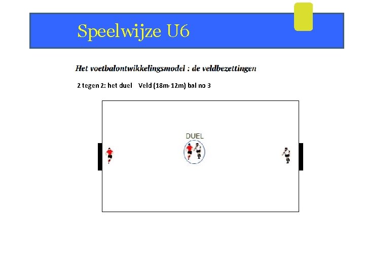 Speelwijze U 6 2 tegen 2: het duel Veld (18 m-12 m) bal no